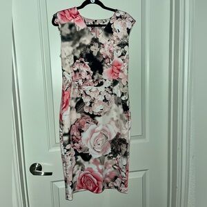 EUC Calvin Klein Pink and Black Floral Midi Dress SIZE 10